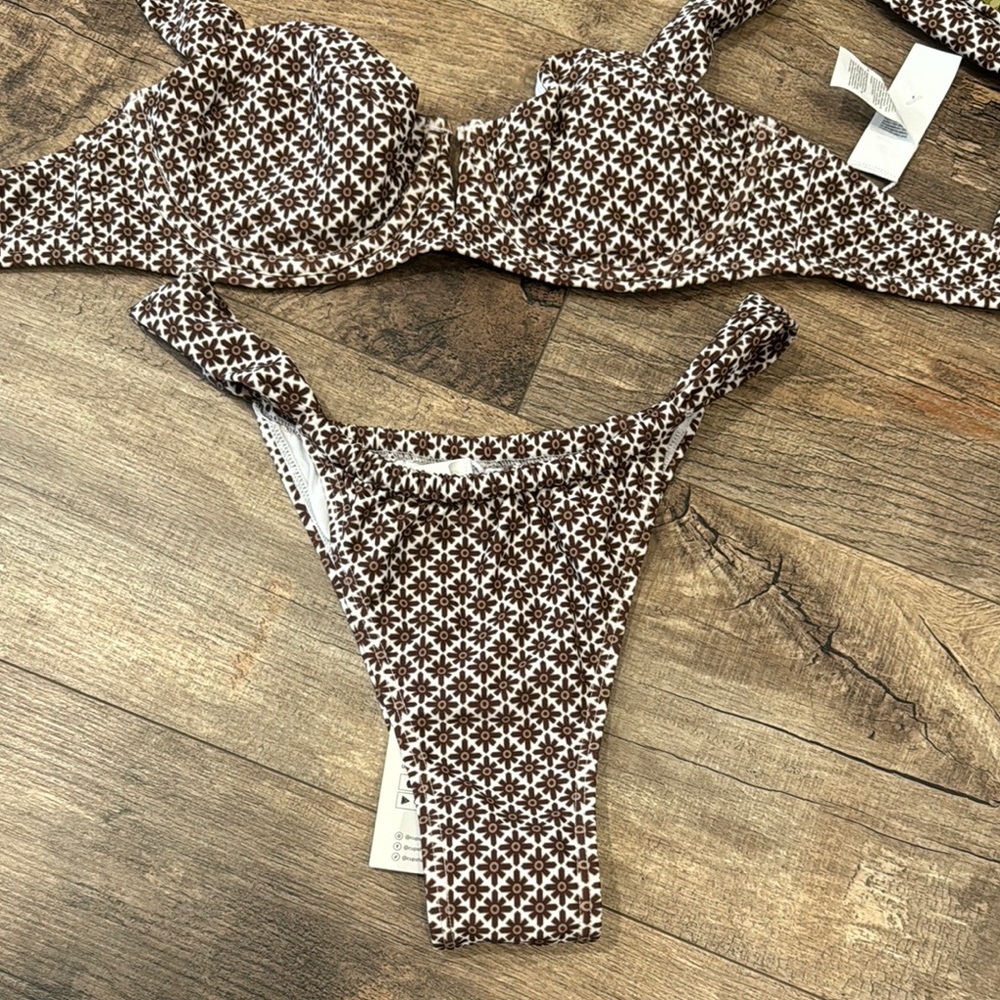 Cupshe Brown and White Patterned Bikini